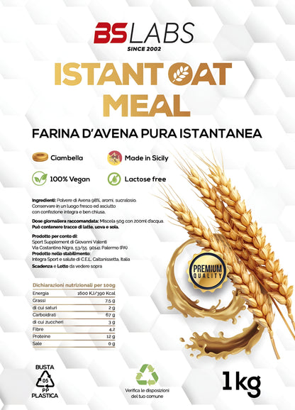 Instant oat meal in 1kg pack by BSLABS, multi-gusto flavor, ready-to-eat farina d’avena italiana for healthy breakfast options.