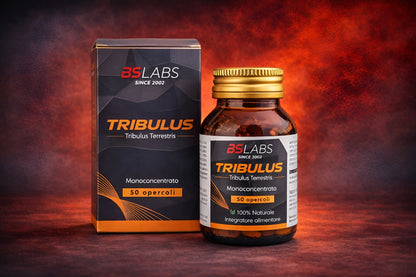 Bslabs Tribulus Terrestris 50 capsule bottle, herbal supplement with 40% saponins, for natural health support.