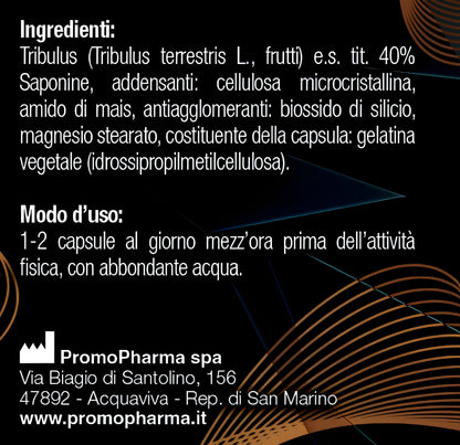 Bslabs Tribulus Terrestris 50-capsule supplement bottle, showing label with product name and capsule images.