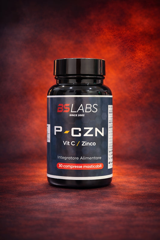 Bslabs Vitamin C + Zinc chewable tablets for immune support, showing a bottle of 30 dietary supplement chews.