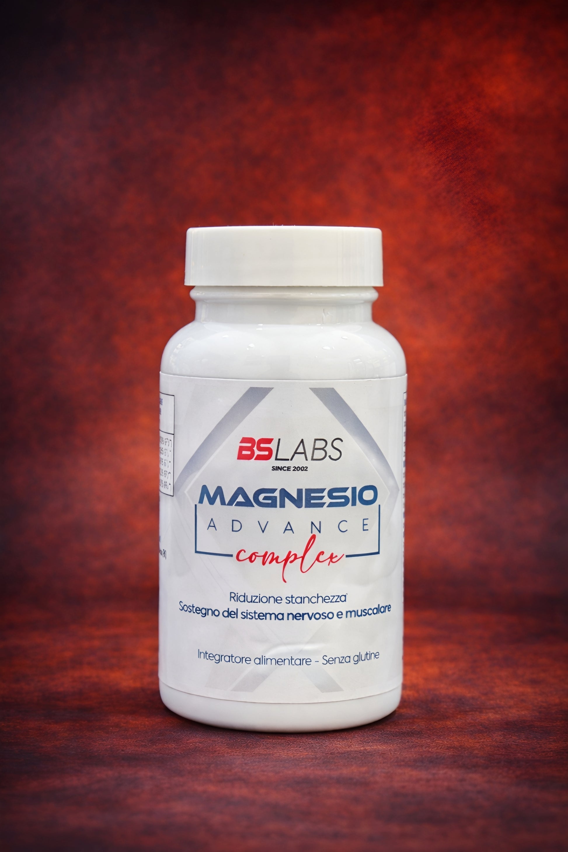 Bslabs Magnesio Advance Complex supplement with 60 tablets, designed to support muscle, nervous system, and reduce fatigue.