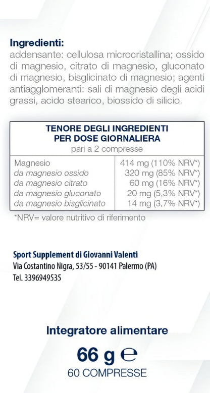Bslabs Magnesio Advance Complex supplement with 60 tablets, supports muscle, nervous system, and energy levels.