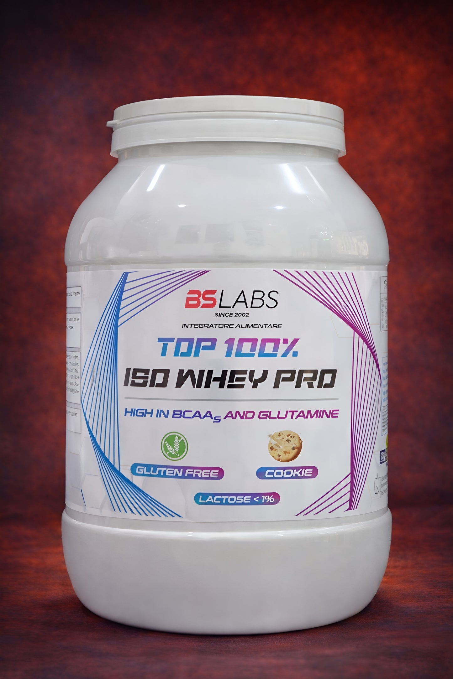 Bslabs ISO Whey Protein Isolate 900g container, featuring BCAA and Glutamine, for muscle recovery and high protein intake.