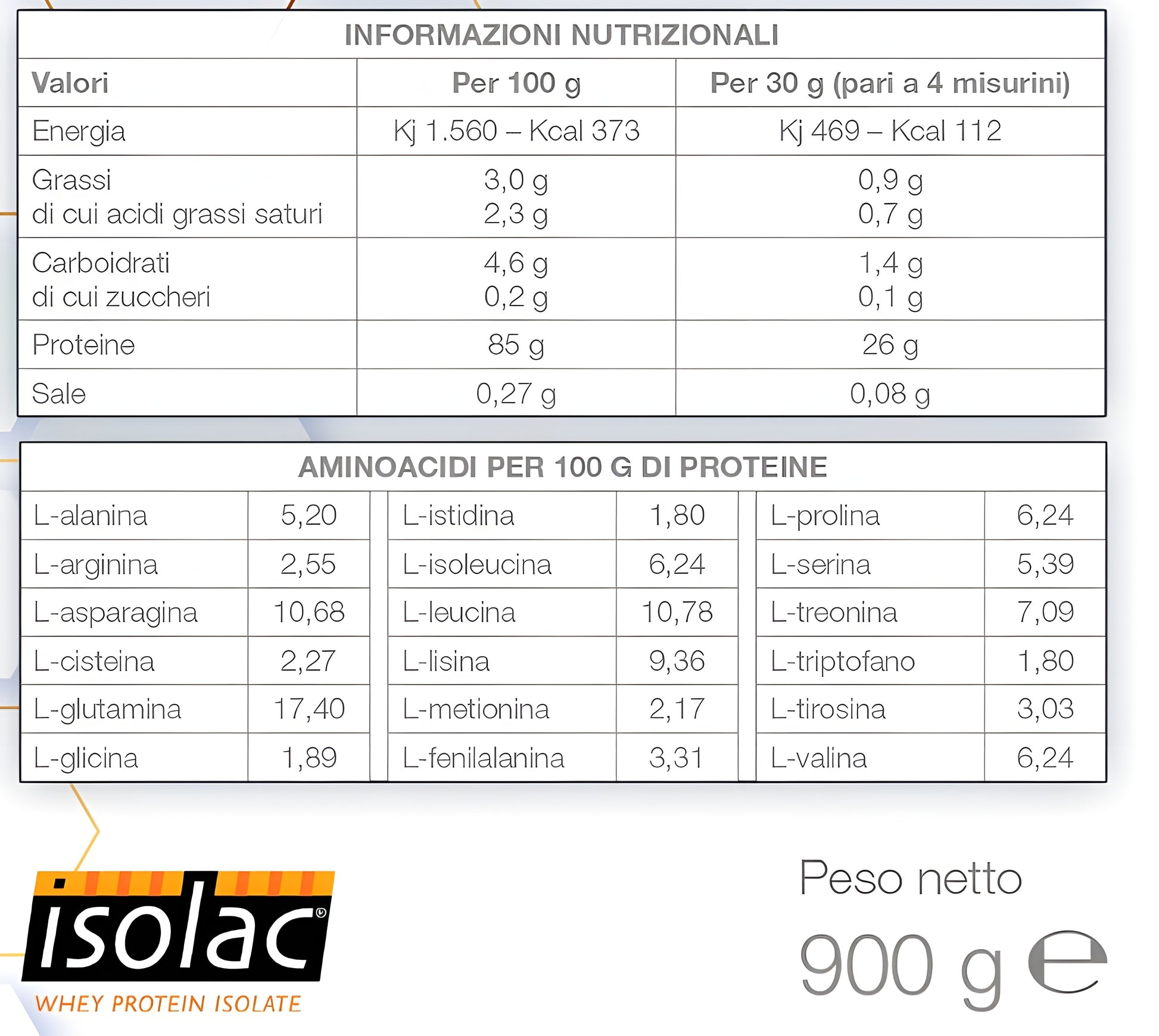 Bslabs ISO Whey Protein Isolate 900g container with label, featuring BCAA and Glutamine supplement information.