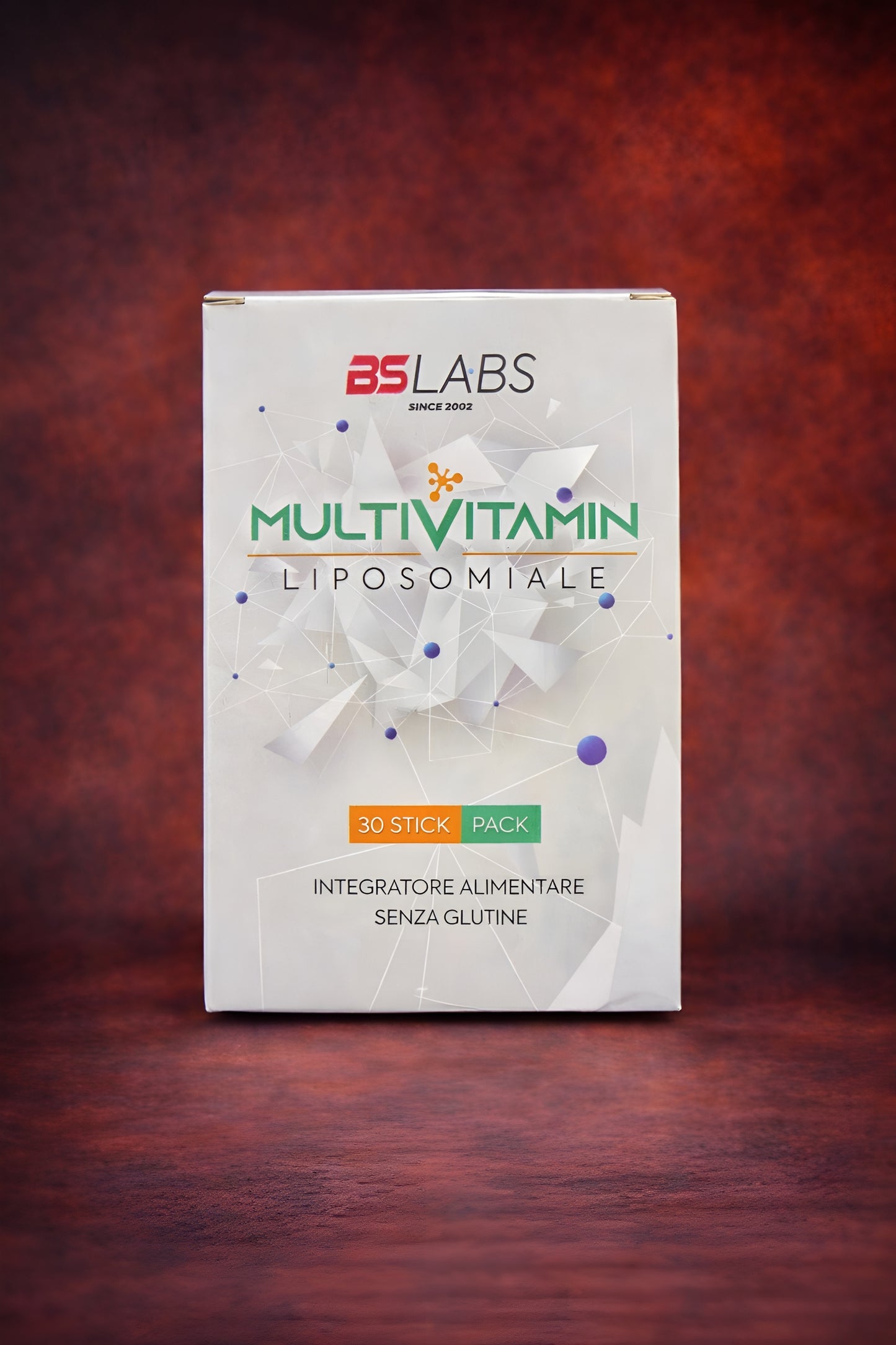 Bslabs multivitamin liposomal supplement sticks for energy, immunity, and recovery, shown in a close-up of the product packaging.