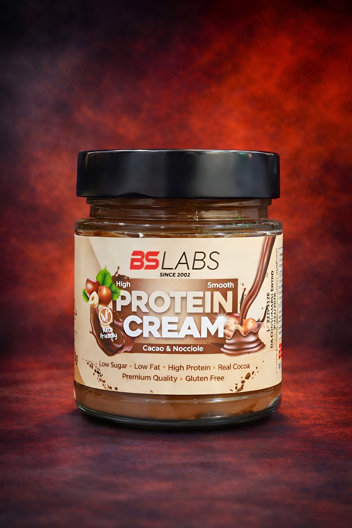 Creamy BSLABS high protein spread with low sugar, perfect for a nutritious snack or breakfast on bread or toast.