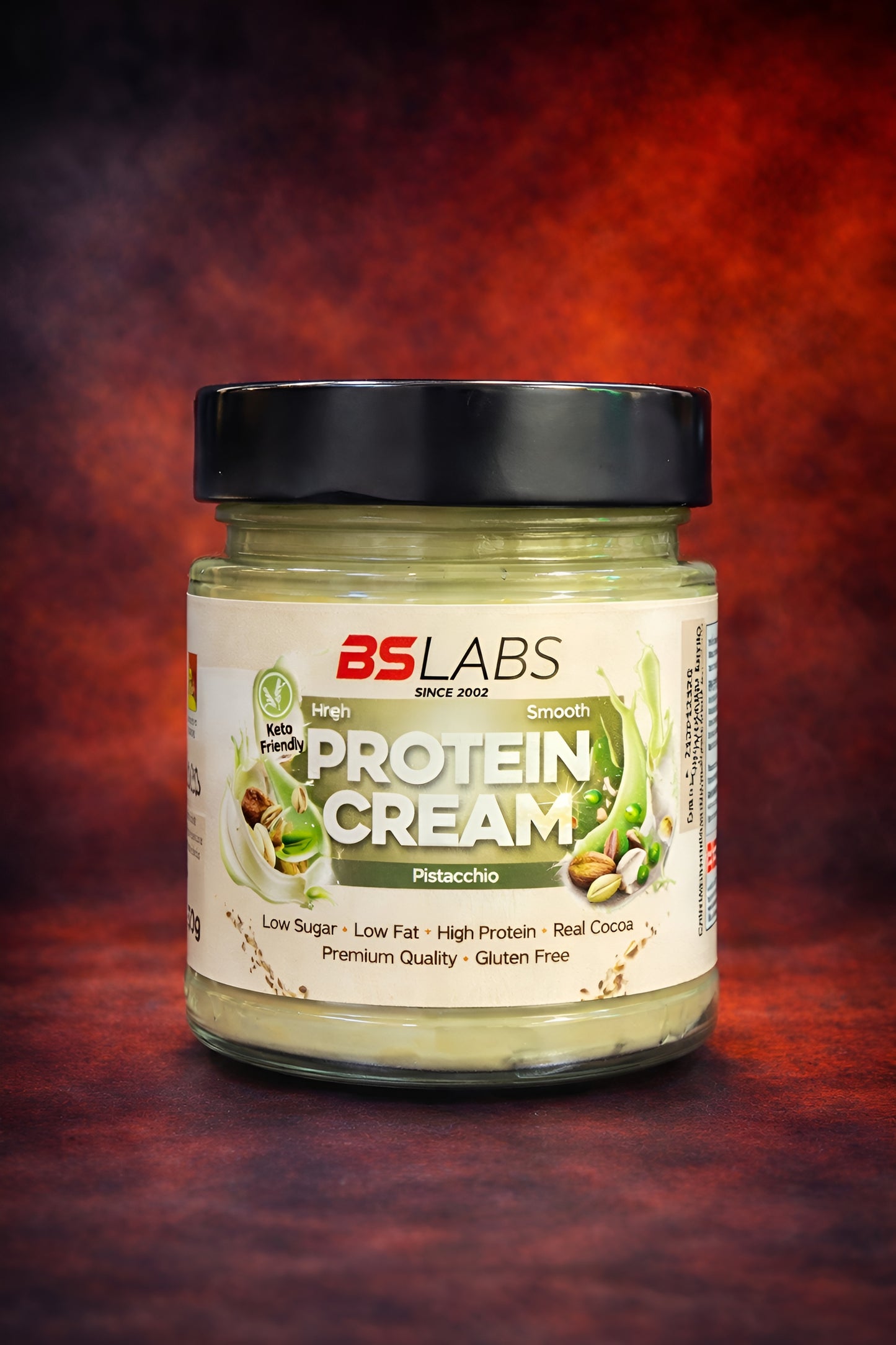 Bslabs high protein cream spread with low sugar, creamy almond and hazelnut flavor, ideal for healthy snacks and breakfast.