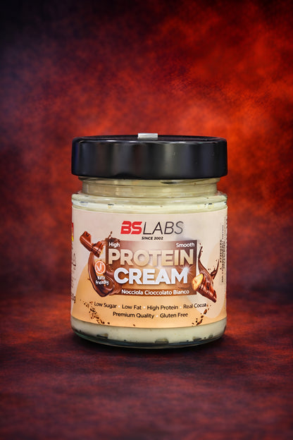 Bslabs high protein cream spread with low sugar, creamy texture, and rich protein content in a jar for nutritious snacking.