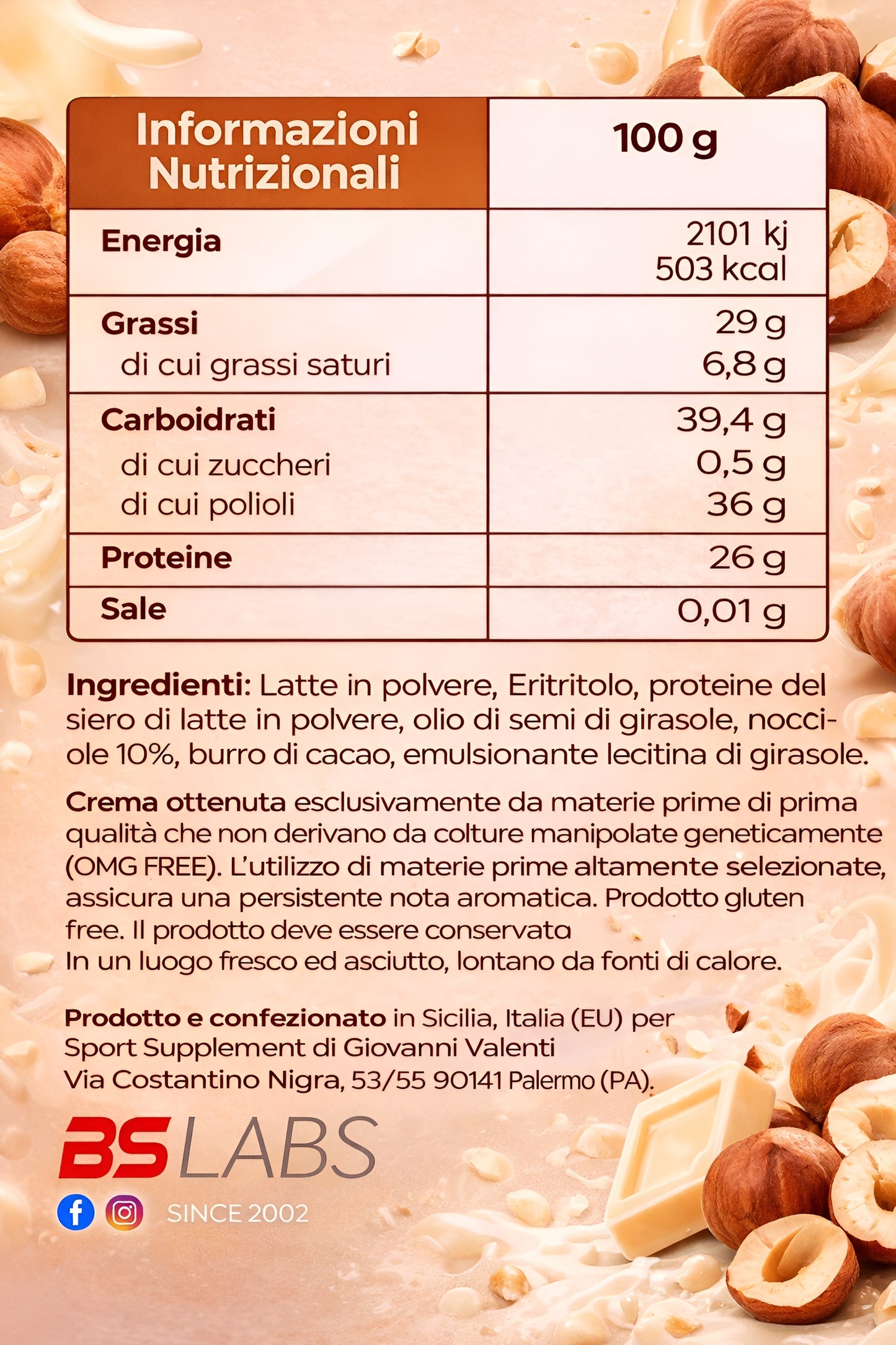 Bslabs high protein cream spread with low sugar, creamy texture, and rich protein content in a jar.