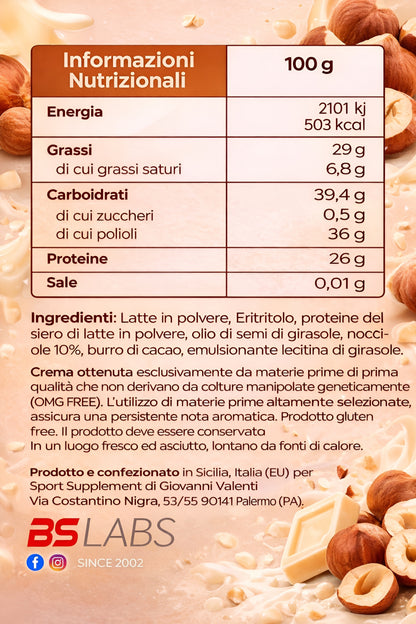 Bslabs high protein cream spread with low sugar, creamy texture, and rich protein content in a jar.