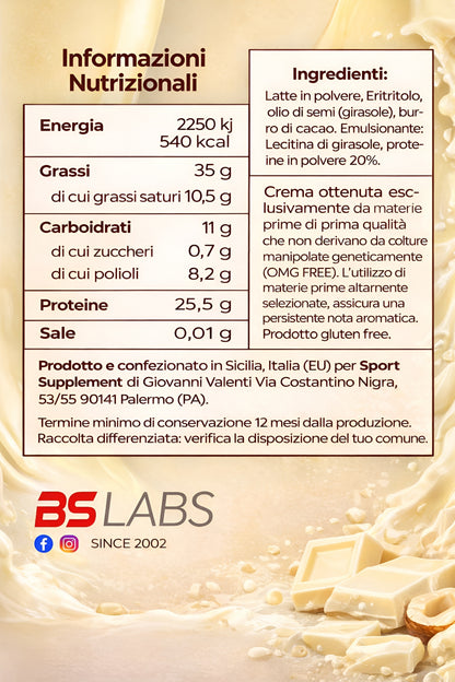 Creamy BSLABS high protein spread with low sugar, perfect for snacks and breakfast, showcased in a jar with a smooth texture.