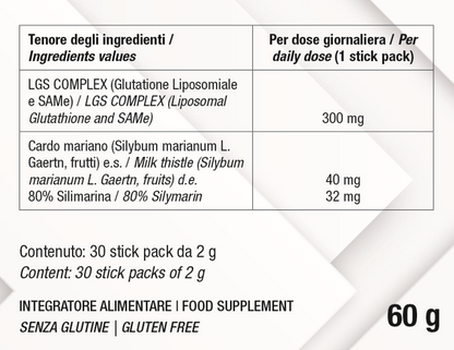 Bslabs Glutatione Liposomiale + SAMe supplement sticks for antioxidant support, detox, and liver health.