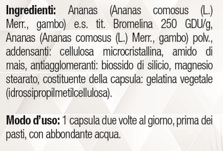 Bslabs Bromelina Ananas supplement, 250 GDU/g, 50 capsules, natural diuretic and digestive support, bottle with capsules.