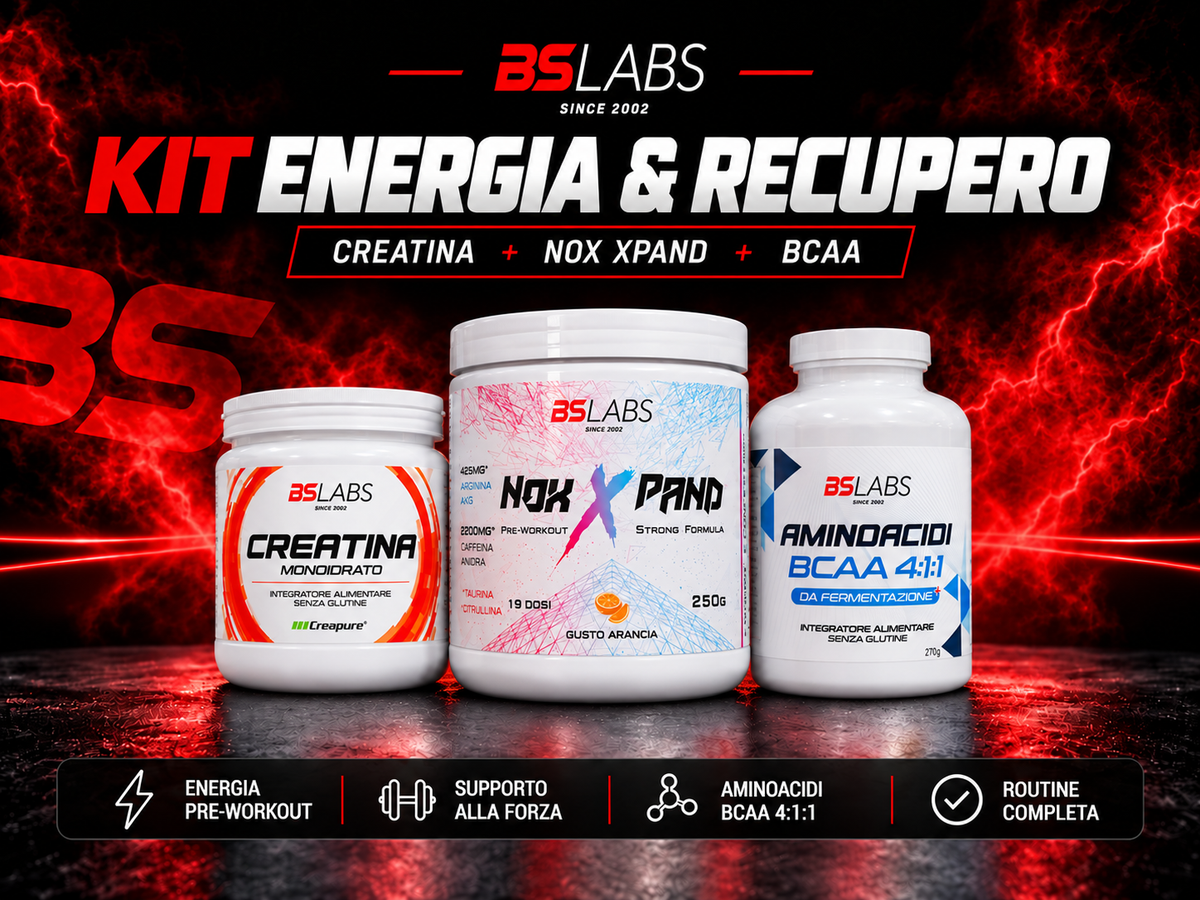 KIT ENERGIA & RECUPERO BSLABS con Creatina Creapure, Nox Xpand e BCAA 4:1:1